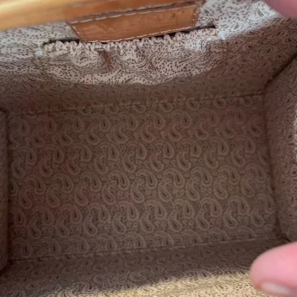 Embossed Tan Leather Satchel - Picture 7 of 8